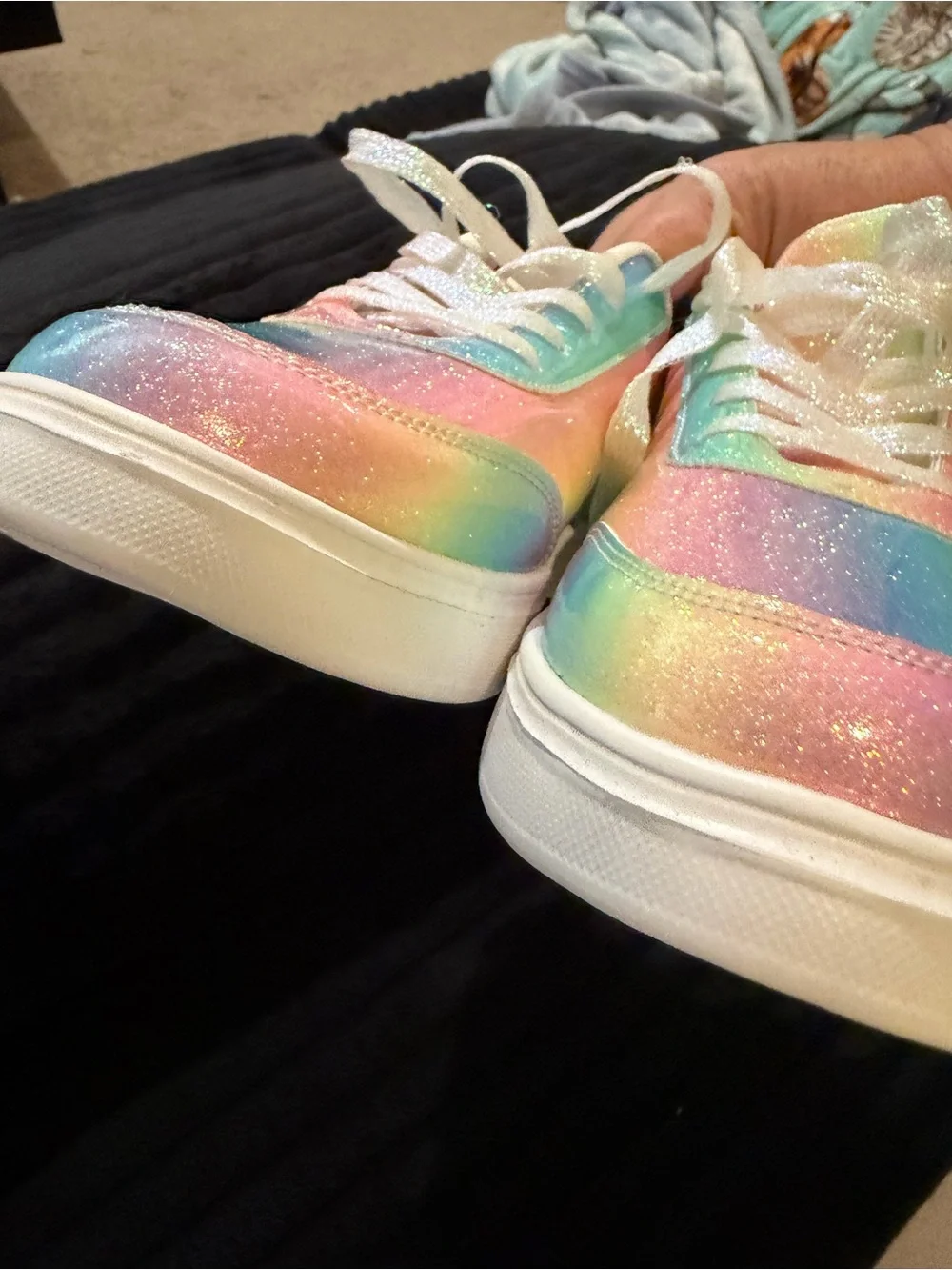 Iridescent Pastel Rainbow Glitter Sneakers